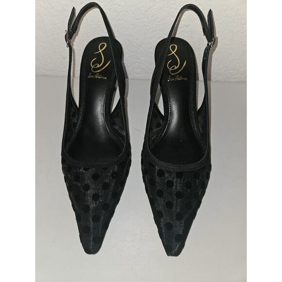 New! Sam Edelman Bianka Polka Dot Mesh Slingback Pointed Toe Black Size 7.5 $140 - Picture 5 of 11